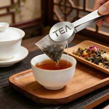 Kẹp túi trà đa năng bằng thép không gỉ, kẹp nhỏ dùng để gắp trà lá, đá, đường và chanh. - Bạc - Xem 7