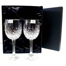 Pair Of 24% Hand Cut Lead Crystal Large Red Wine Goblets In Presentation Box - View 1
