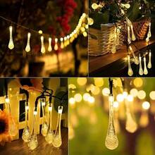 11.98m, 6.98m And 5.0m Solar Powered String Lights With 8 Flashing Modes And 100, 50 Or 20 LED Bulbs. Made Of Modern Style Plastic With Switch Control, Suitable For Garden, Christmas, Wedding, Birthday And Holiday Decoration. IP65 Waterproof. - Solar Water Droplets - View 11