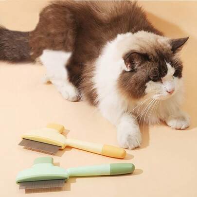 Self-Cleaning Pet Grooming Brush - For Dogs & Cats, Flea Removal, Dense Teeth Forked Brush
