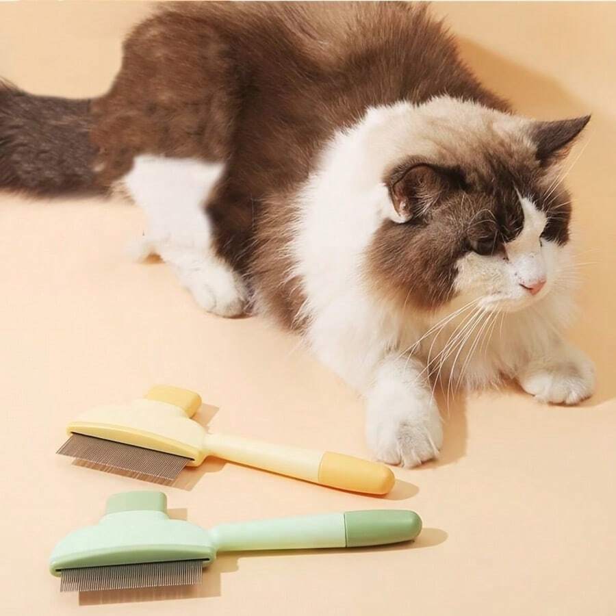 Cepillo de aseo para mascotas de autolimpieza - Para perros y gatos, eliminación de pulgas, cepillo de dientes densos con púas