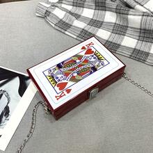 1pc Women's Evening Clutch Bag, Playing Card Pattern Handbag, Chain Shoulder Bag, Hard Box Shaped Bag, Card Shaped Wallet, Earphones, Phone, Lipstick, Ladies Shoulder Bag, Summer Handbag For Women - A - View 2