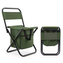 Senmeo Camping Chair, 2 In1 Folding Fishing Chair With Backrest And 10L Large Capacity Bag, Outdoor Chair Can Bear 265Lb, Durable And Portable, Suitable For Camping, Hunting, Fishing, Sketching, Ideal Gifts For Camping - 綠色 - 查看 7
