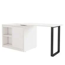 This 2-In-1 Folding Desk And Bed Features A Metal Frame And Legs, A 4cm Thick Mattress, Wheels, A Single Wardrobe With Two Storage Compartments, And Is White. - White - View 10