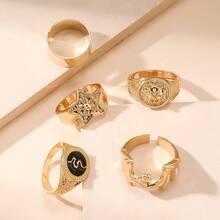 Bộ 5 chiếc nhẫn pha lê hình học, bộ nhẫn hợp kim phong cách tối giản cá nhân hóa kiểu retro. - Chiếc nhẫn đơn giản và thanh lịch - Xem 7