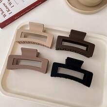 4个简约哑光方形发夹，优雅鲨鱼爪发饰 - 彩色 - 查看 4