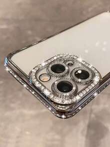 Sequins,Diamond Luxury Rhinestone Sequin Electroplated Silver Phone Case With Lens Film, Suitable For IPhone 17 Pro Max/17 Pro/17 Air/17/16 Pro Max/16/16 Pro/16 Plus/16e/15/15 Pro Max/15 Pro/15 Plus/11/12/13/14 Pro Max/11 Pro/11 Pro Max/12 Pro/12 Pro Max/13 Pro/13 Pro Max/14 Pro/14 Pro Max/14 Plus, Minimalist Creative Soft Case - Silver + Shiny Lens Film - View 2