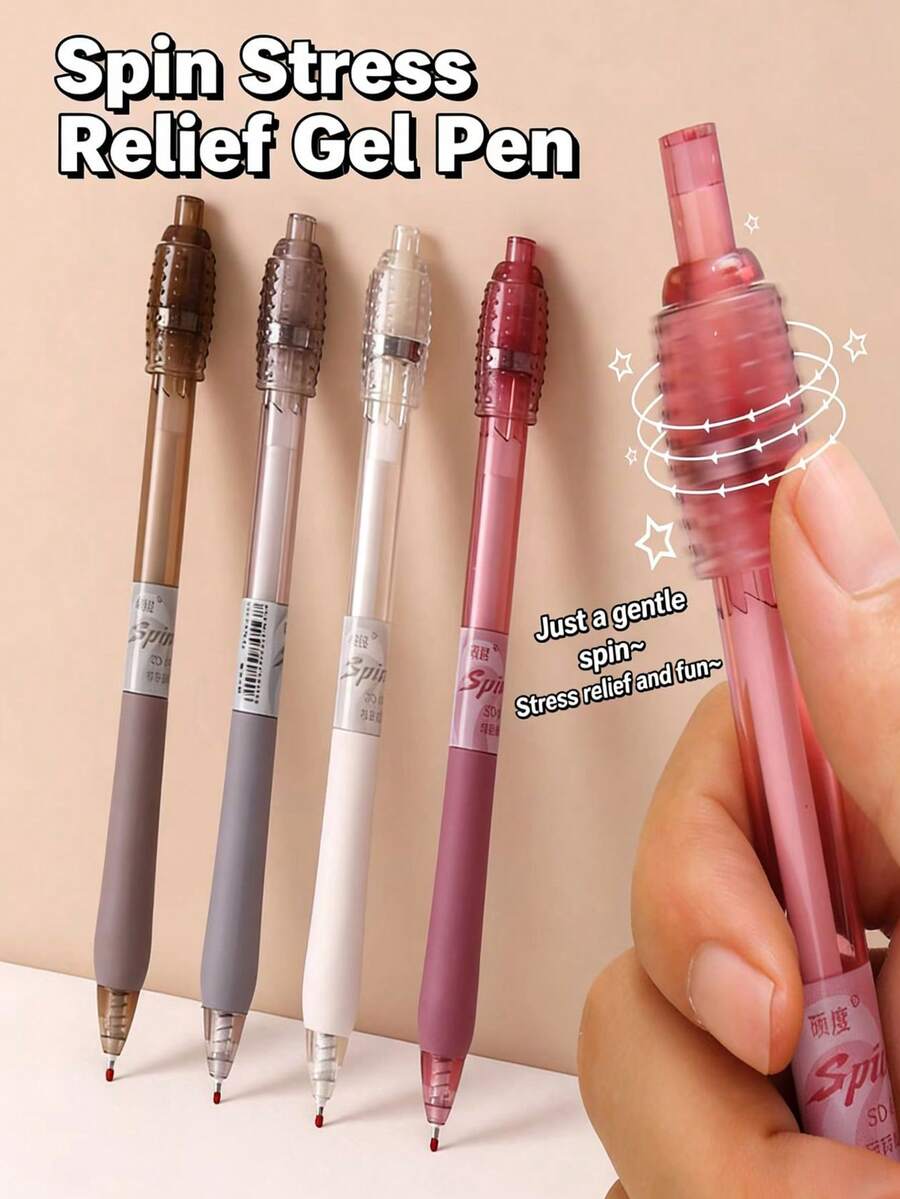1pc/4pcs Rotating Gel Pen, Featuring Smooth Precision Bearings And Comfortable Grip, Writes Smoothly, Suitable For Office, Study, Rewards, School Supplies And Writing, Easter Gift, Ballpoint Pen, Gel Pen, Signing Pen - Rotating Gel Pen - View 1