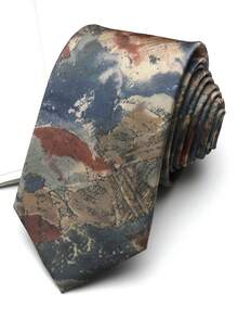 1pc Printed Handmade Unisex Necktie, Suitable For Casual, Business, Street, Daily Wear, And Parties - Multicolor - View 8