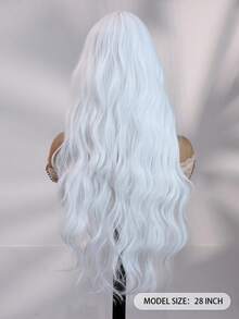 White Synthetic Wig For Women Long 4*2 U-Part Lace Curly Wavy Cute Wigs Middle Part Hair Wigs Halloween Cosplay Daily Party Wigs 28 Inch For Daily Wear, Parties, And Easy To Wear - White - View 4