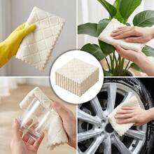 3/6/10/20 Paños de cocina altamente absorbentes y suaves, trapos de limpieza de microfibra reutilizables e impresos, adecuados para la cocina, el hogar, el coche, la cafetería y la limpieza del bar - Albaricoque - Ver 3
