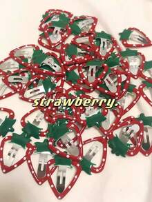 4pcs/Set Cute Mini Fruit Clips, Strawberry Hair Clips, Sweet Oily Red Side Clips - Multicolor - View 4