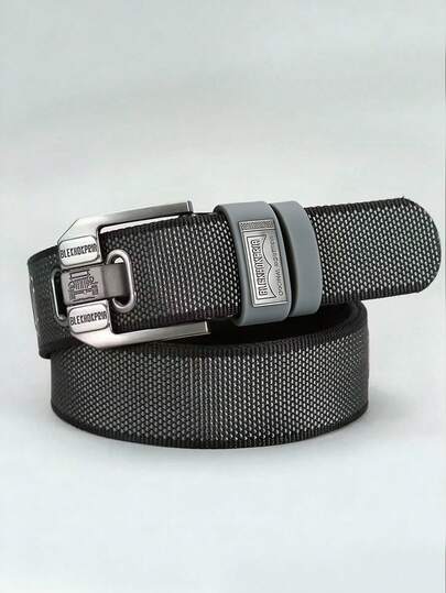 1条男士尼龙腰带，双色户外时尚多功能帆布牛仔腰带，适合军事训练和青少年风格