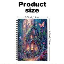 1 Pcs A5 Notebook With Spiral Binding, Featuring Forest Fairy House Surrounded By Flowers & Butterflies, Suitable For Students, Office, Daily Notes, Best Gift For Family, Friends, And Girly Enthusiasts - A5 - View 2