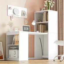 Multifunctional Folding Table Measuring 130x51x137cm That Combines A Desk And Cabinet In One Design, Four Storage Compartments For Efficient Organization, High Load Capacity, White Color. - White - View 2