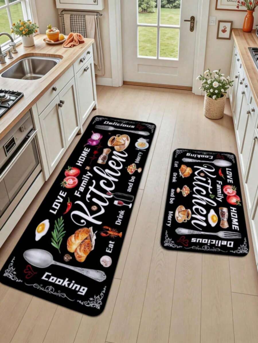 1 tấm thảm trải sàn nhà bếp dày, thảm trải sàn nhà bếp bằng sợi polyester với họa tiết dụng cụ nhà bếp in trên đó, thích hợp cho nhà bếp, phòng khách, hiên nhà, ban công và trang trí nhà cửa, thảm có rãnh mềm mại, thảm lối vào, thảm nhà bếp, thảm phòng tắm, có thể giặt máy, thảm chữ chống bụi, đồ trang trí nhà cửa dịp lễ - Thảm nhung pha lê, thảm phòng khách, thảm phòng ngủ, thảm có thể giặt, thảm lông ngắn, thảm thoải mái, mềm mại dưới chân, thảm trang trí nhà cửa, tạo thêm sự ấm áp, thảm thời trang. - A - Xem 1