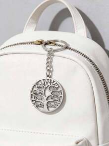 1 móc khóa hình cây sự sống tùy chỉnh, móc khóa họ cá nhân hóa, móc khóa dây thép không gỉ, quà tặng trang trí xe hơi, ba lô, quà Giáng sinh, quà Ngày động, trang sức gia đình độc đáo tùy chỉnh, quà tặng phù dâu thời trang vàng, thời trang mùa thu - Bạc - Xem 6