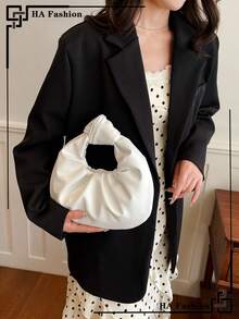 2026 Fashionable And Simple Cloud-Shaped Pleated Handbag, Shoulder Bag, Or Crossbody Bag For Daily Use - White - View 9