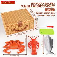 2026 Kids Realistic Food Fruit Cutting Set, Large Seafood Animal Models Like Lobster, Crab, Fish, Disassemble & Assemble, Early Education, Puzzle Toys, New Large Capacity Picnic Basket Storage Box, Categorized Storage, Kitchen Toys, Can Be Used As Decor, Portable, Practical, Great Halloween Gift - Multicolor - View 11