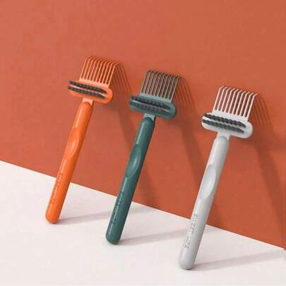 Limpiador de cepillo de pelo 2 en 1, herramienta removedora de cepillo de pelo portátil naranja con mango ergonómico, limpiador multifuncional para desenredar el cabello para peines de cojín de aire, cepillos redondos, peines desenredantes, uso en salón y hogar, eliminación fácil de cabello y grasa, cerdas de alta dureza para descontaminación profunda, diseño duradero resistente al agua, limpieza rápida para todas las herramientas para el cuidado del cabello, accesorio para el cabello imprescindible para estilistas y uso diario, fácil de agarrar, ligero, ahorro de espacio, kit de mantenimiento higiénico de herramientas para el cabello