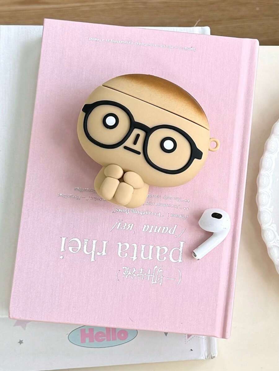 1 pieza Funda protectora de auriculares Bluetooth con forma de tostada quemada, apta para AirPods 1/2/Pro, 3/Pro (2da generación), 4/Pro 3 - Caqui - Ver 1