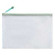1pc A4 Clear Waterproof Zipper Document Bag, Portable File Organizer For Office School Travel - Grass Green - View 7