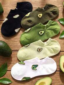 1/3/5/7/10双装卡通图案男女通用情侣运动袜，隐形袜，春夏节日礼物，情人节礼物 - 彩色 - 查看 2