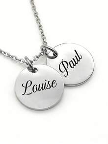 1pc Women's Customized Round Commemorative Medal Necklace, Valentine's Day Gift, Name Necklace, Godmother Necklace, Grandmother's Day Gift, Mother's Day Gift, Customized Women's Gift, Personalized Necklace, Women's Necklace, Women's Jewelry, Birthday, Anniversary Gift, Personalized Jewelry Gift - Multicolor - View 12