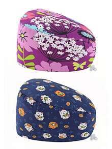 1pc Women's Cartoon Animal & Floral Print Medical Cap, Adjustable Strap, Suitable For Doctors, Nurses, Beauty Salons, Dental Clinics, Veterinary Hospitals And Other Medical Institutions - Multicolor - View 8