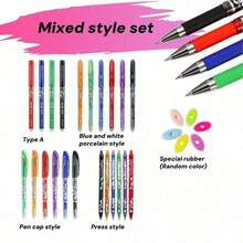 2支/4支/12支/24支/27支装可擦凝胶笔（黑/红/蓝/绿四种墨水颜色），0.5毫米笔尖，热感魔力摩擦笔，经久耐用，易于修正，保持书写整洁，创意学生文具，适用于记笔记、定价、高亮标记，可用作学习奖励、学校奖品（赠送学生、同学、老师），圣诞礼物，祝您圣诞快乐！ - 彩色 - 查看 8