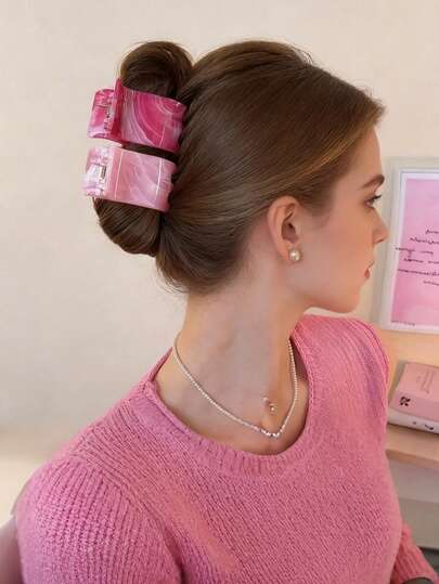 1pc Watercolor Dye Hair Claw, Elegant Hair Accessory For Updo Hairstyle