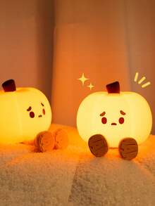 1pc Cute Duck Night Light, Pig Night Light, Pumpkin Night Light In Soft Silicone Animal Shapes, Portable Bedside Lamp, Adds Ambiance To Any Room, Suitable For Bedroom Or Living Room, Also A Fun Home Decoration [Large/Small: Constant Light | USB Version: Touch Dimming & 30-Minute Timer] - 彩色 - 查看 2
