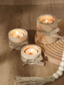 1/3pcs Wooden Tea Candle Holder, Wooden Incense Candle Holder, Suitable For Wedding Birthday Centerpiece Decor, Tabletop Planter, Rustic Style Centerpiece Home Decor (Candles Not Included), Graduation Gift - A - View 8
