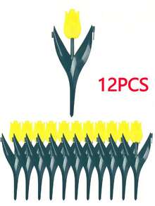 6/12pcs Plastic Tulip Flower Shaped Garden Fence, Easy To Assemble Decorative Edging, Suitable For Fairy Garden, Yard, Outdoor Decor, Multi-Functional, Vibrant Colors: Red, Yellow, Blue And Pink Tulip Pattern To Beautify Your Yard. Plastic Material: Lightweight, Weather-Resistant, Easy To Install. Ideal For Gardening Enthusiasts, Yard/Balcony Decor, Garden Edging, Balcony Planter Decoration, And Landscape Design. - Tulip-shaped Fence - View 13