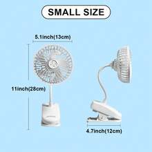 多功能夹式风扇，4 档风速可调，可充电电池供电 - 360° 旋转个人风扇，适用于家庭、健身房、办公室、学生和旅行等场合。 - 白色 - 查看 8
