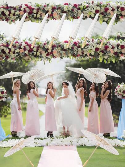 1PC/3PCS 33-Inch DIY Paintable White Paper Umbrella, Bridal Sun Umbrella, Wedding Decoration Creative Gift, Birthday Present - Can Be Used As Wedding Gift, Japanese And Chinese Umbrellas, DIY Wedding And Party Decoration Paper Umbrella, Halloween Items