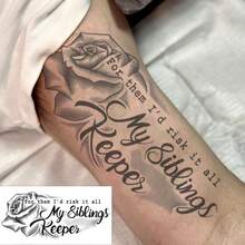 Herbal Juice Semi-Permanent Magic Tattoo Sticker, Rose Flower In English "For Them, I Am Willing To Give Everything" Pattern, 7-14 Days Non-Fading, Non-Reflective Hand Arm Body Semi-Permanent Tattoo Waterproof Non-Reflective Tattoo - Halloween - View 6