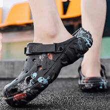 Sandalias de hombre con camuflaje, transpirables y antideslizantes de EVA con correas ajustables, cómodas para actividades casuales al aire libre en primavera, verano y otoño - Negro - Ver 7