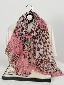 1条新款春夏渐变豹纹围巾，优雅时尚的女士薄款防晒围巾，多功能柔软披肩围巾，日常晚装外搭，旅行沙滩遮阳披肩，拍照佩戴及节日礼物 - 彩色 - 查看 4