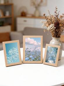 1pc Composite Wood Photo Frame, Minimalist Ins Style 5/6/7/8 Inch Desktop Display Frame, Suitable For Office And Home Decor - Multicolor - View 5