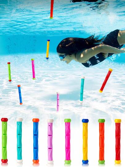 Bộ 8/4 gậy nhảy cầu, gậy nhảy cầu tập luyện dưới nước, gậy ném chìm nhiều màu sắc, dụng cụ tập bơi mùa hè, thể thao dưới nước, giải trí, quà tặng (gậy) - Không thích hợp cho trẻ em dưới 14 tuổi