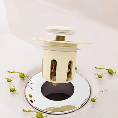 A Pop-Up Bathroom Sink Stopper With A Stylish Flower Design, Featuring A Press Mechanism To Prevent Clogs And Odors. It Effectively Traps Debris, Has A Leak-Proof Design, And Fits Snugly, Making It An Essential Home Accessory