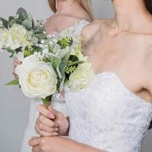 1 Bunch Ivory White Artificial Rose Bouquet, Suitable For Wedding, Proposal, Party, Church And Other Occasions - Multicolor - View 6