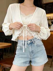 1pc Chiffon Shrug Cardigan, Lightweight Summer Outerwear For Dress, 2026 New Arrival - Multicolor - View 1