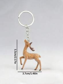 1pc Elegant Flocked Deer Keychain, Mini Deer Bag Charm, Keychain/Backpack Accessory - Multicolor - View 3