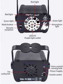 USB 8-Port Pattern + Strobe + UV Ambient Light, Remote Control Sound-Activated Strobe Light, Starry Sky Projector Light, For DJ, Disco Party, KTV, Bar, Home Party, Halloween, Christmas, Karaoke Club, Camping - USB Plug-in Version - View 12