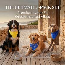 3 paquetes de 29"X20" Pañuelo/Pañuelo triangular con estampado de ballena costera vibrante para perros y gatos, regalo de vacaciones de playa de verano, baberos ajustables y lavables para mascotas pequeñas, medianas y grandes, accesorios de fotografía - Multicolor - Ver 2