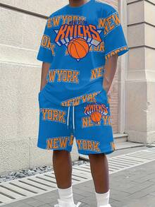 The New York Knicks Men's T-Shirt And Shorts Set Is Perfect For Basketball, But Also Suitable For Everyday Wear And Outdoor Activities 6_6_bg9_t1 - 彩色 - 查看 1