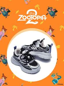 Disney 1 đôi giày thể thao trẻ em phiên bản hợp tác Zootopia, thích hợp cho cả đi hàng ngày và hoạt động ngoài trời, thoải mái, chống trơn trượt, thoáng khí (Giày thể thao trẻ em, Giày trẻ em, Giày bé gái) - màu đen - Xem 2