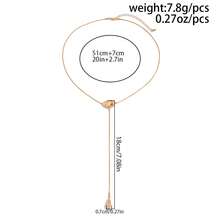 1pc Elegant Y-Shaped Necklace For Women, Fashion Teardrop Pendant Snake Chain Tassel Long Necklace Accessory - Gold - View 6